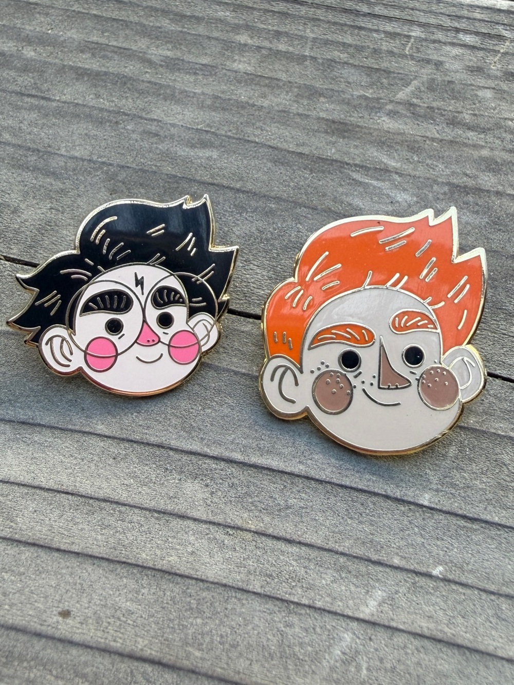 Harry Potter and Ron Weasley enamel pin set